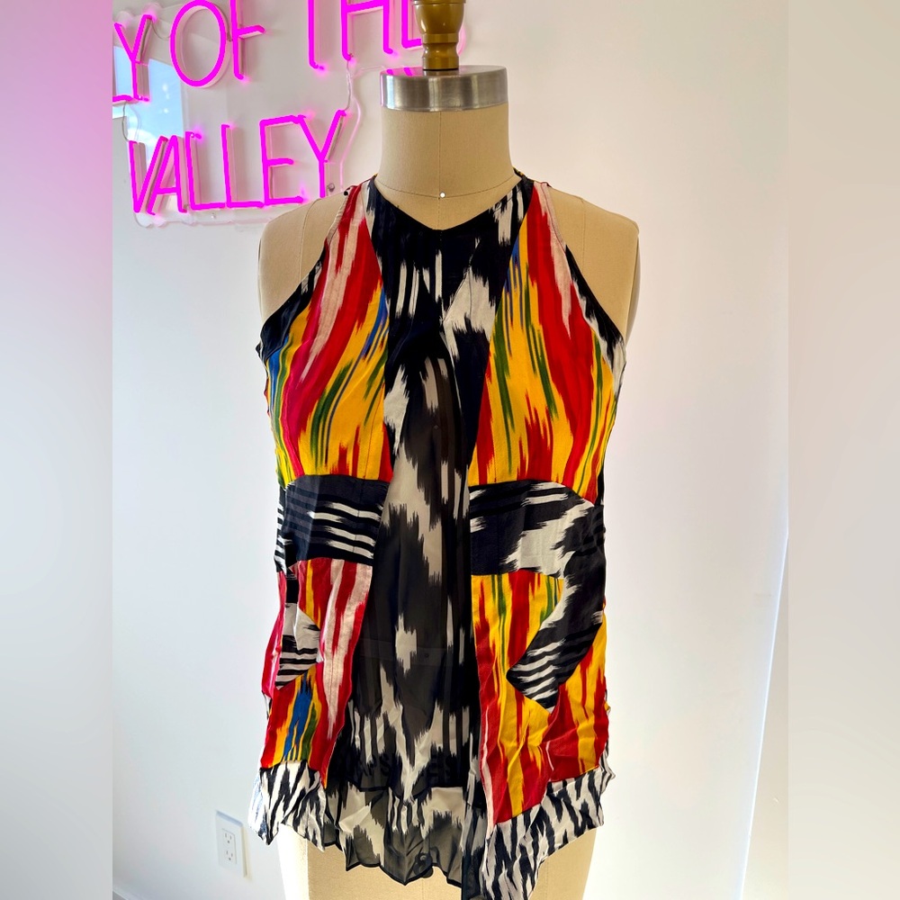 ALTUZARRA Silk Ikat Print Blouse